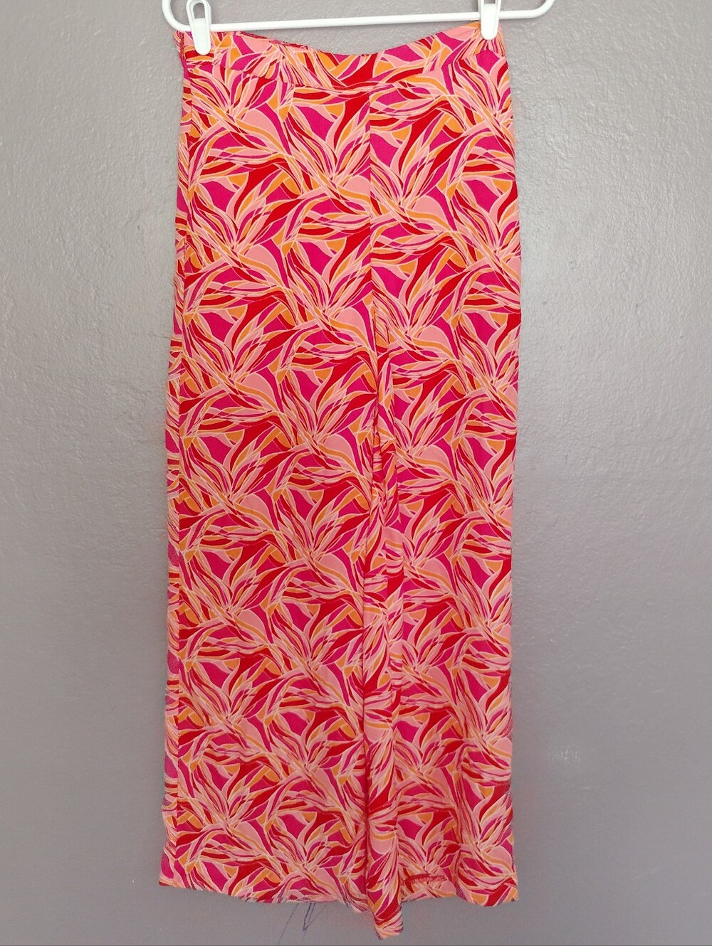 Ashley Park Pink Tropical Beach Pant Wide Leg Size 2
